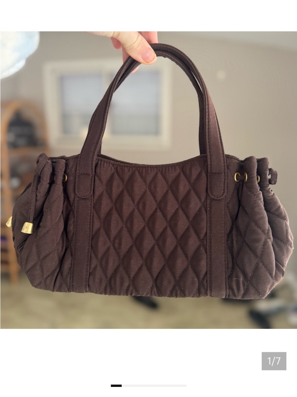 Vera Bradley Chocolate Quilted Shoulder Bag with Bows